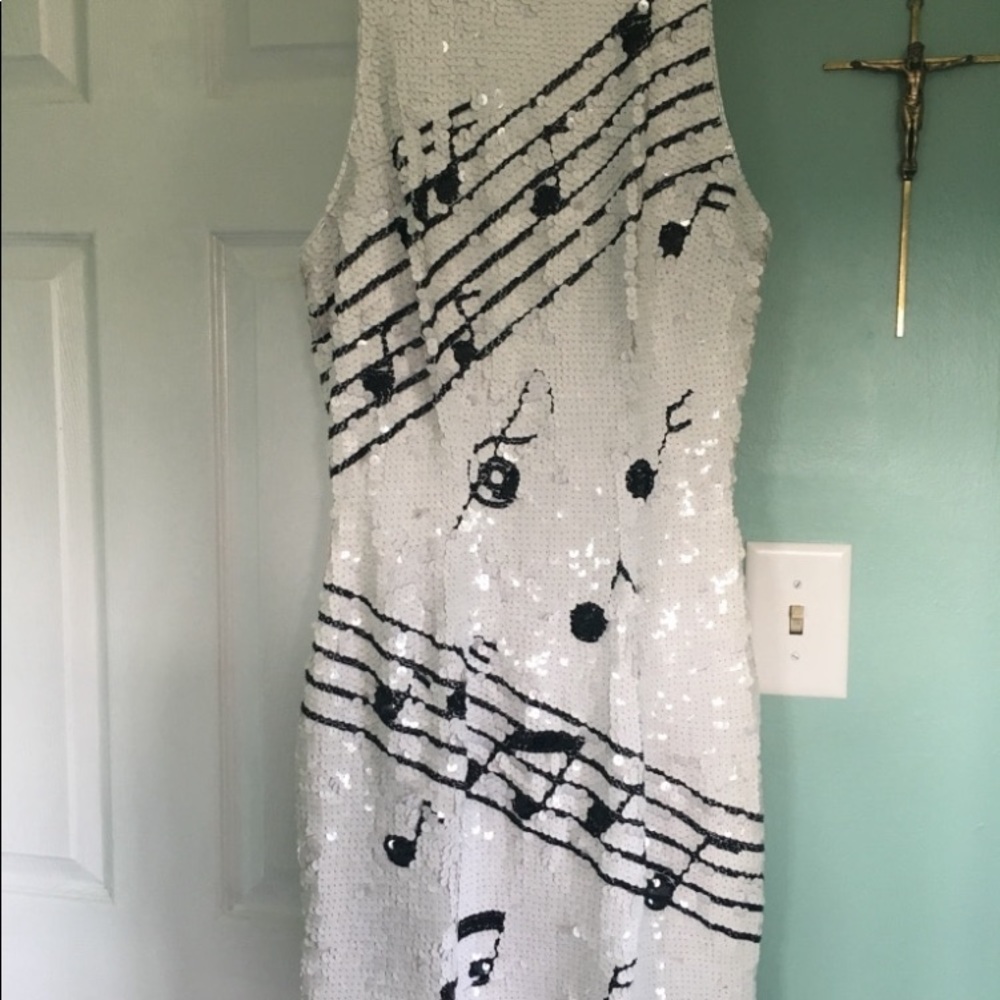 Black and white sequin cocktail dress